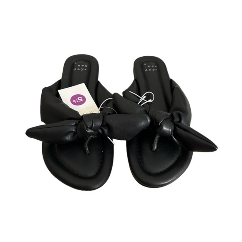 A New Day Adley Bow Slide Sandals Black Women’s 5.5 NWT